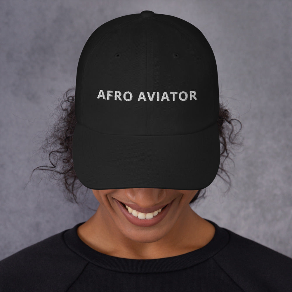 Afro Aviator Dad Hat - Black+